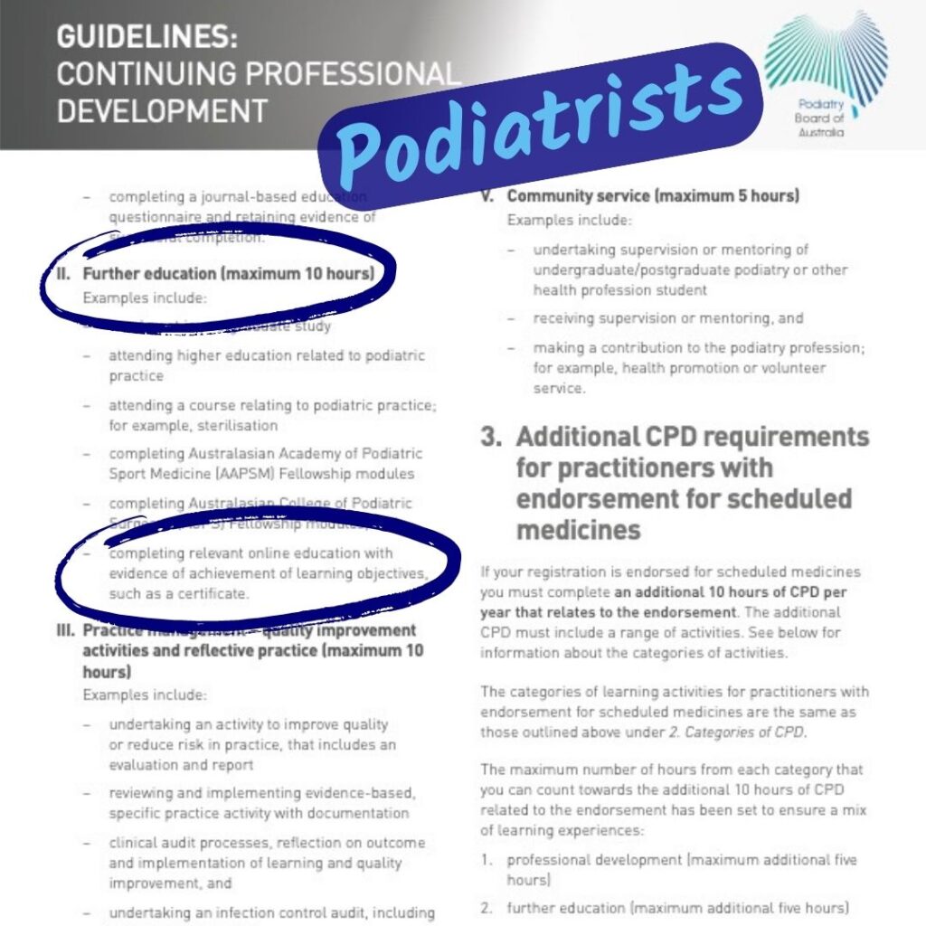 AHPRA Podiatry CPD guidelines